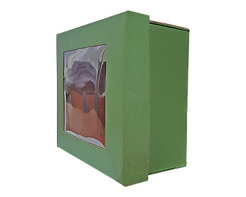 Подарочная коробка зеленая с прозрачным окном